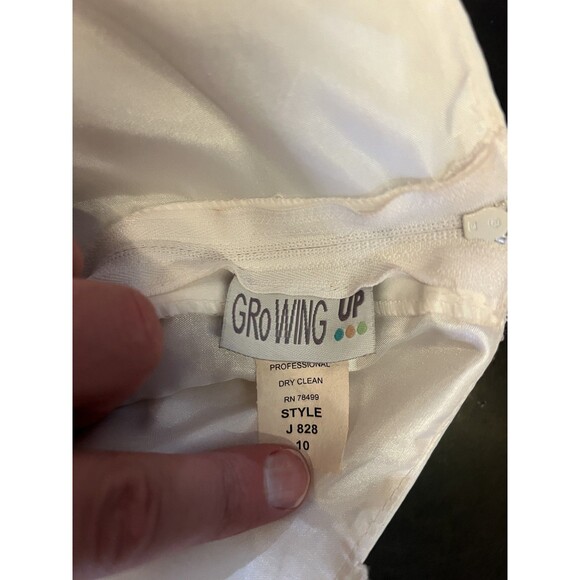 Growing Up Dress Girls Size 10 Ivory Formal Flower Girl Gown Jacket Bow Beaded - Picture 9 of 11